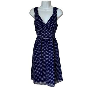 Gap Factory Navy Blue Polka Dot Sleeveless Dress sz 8